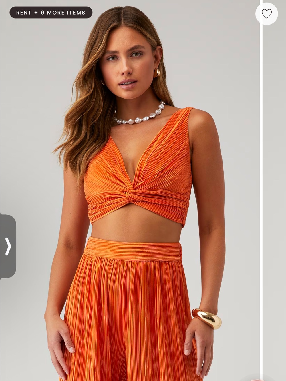 Sabina Musayev Orange Pleated Twist-Front Crop Top - Picture 1 of 3